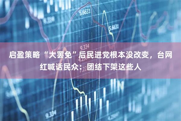 启盈策略 “大罢免”后民进党根本没改变，台网红喊话民众：团结下架这些人