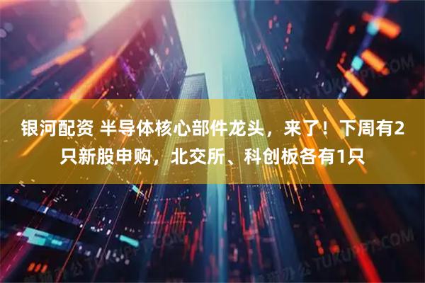 银河配资 半导体核心部件龙头，来了！下周有2只新股申购，北交所、科创板各有1只